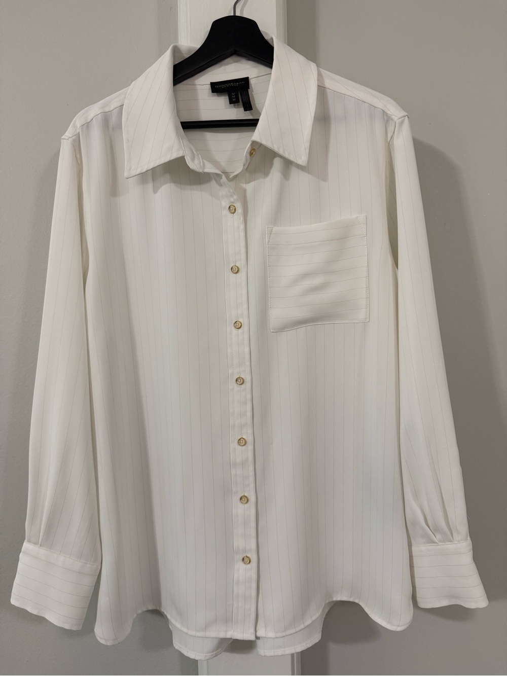 Donna Karan Women’s Ivory Pinstripe Button-Up Shirt